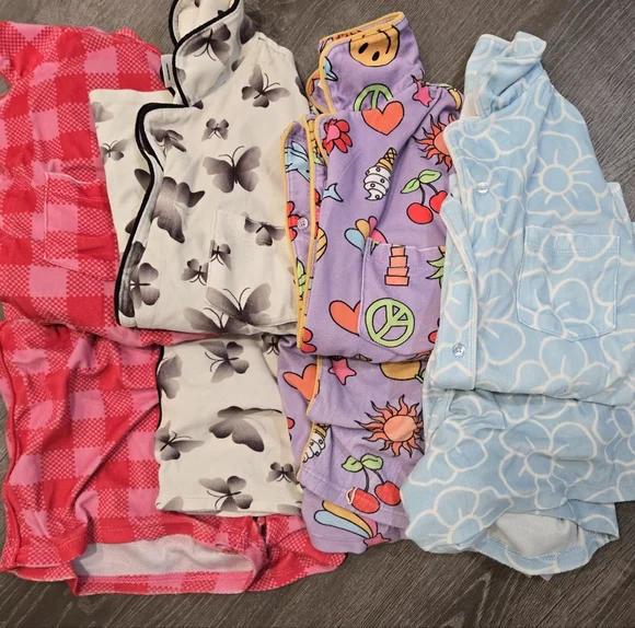 4 Sets (8pcs) Art Class Girl's Pajama Sets- Red, Black, Purple, Blue - Picture 2 of 16